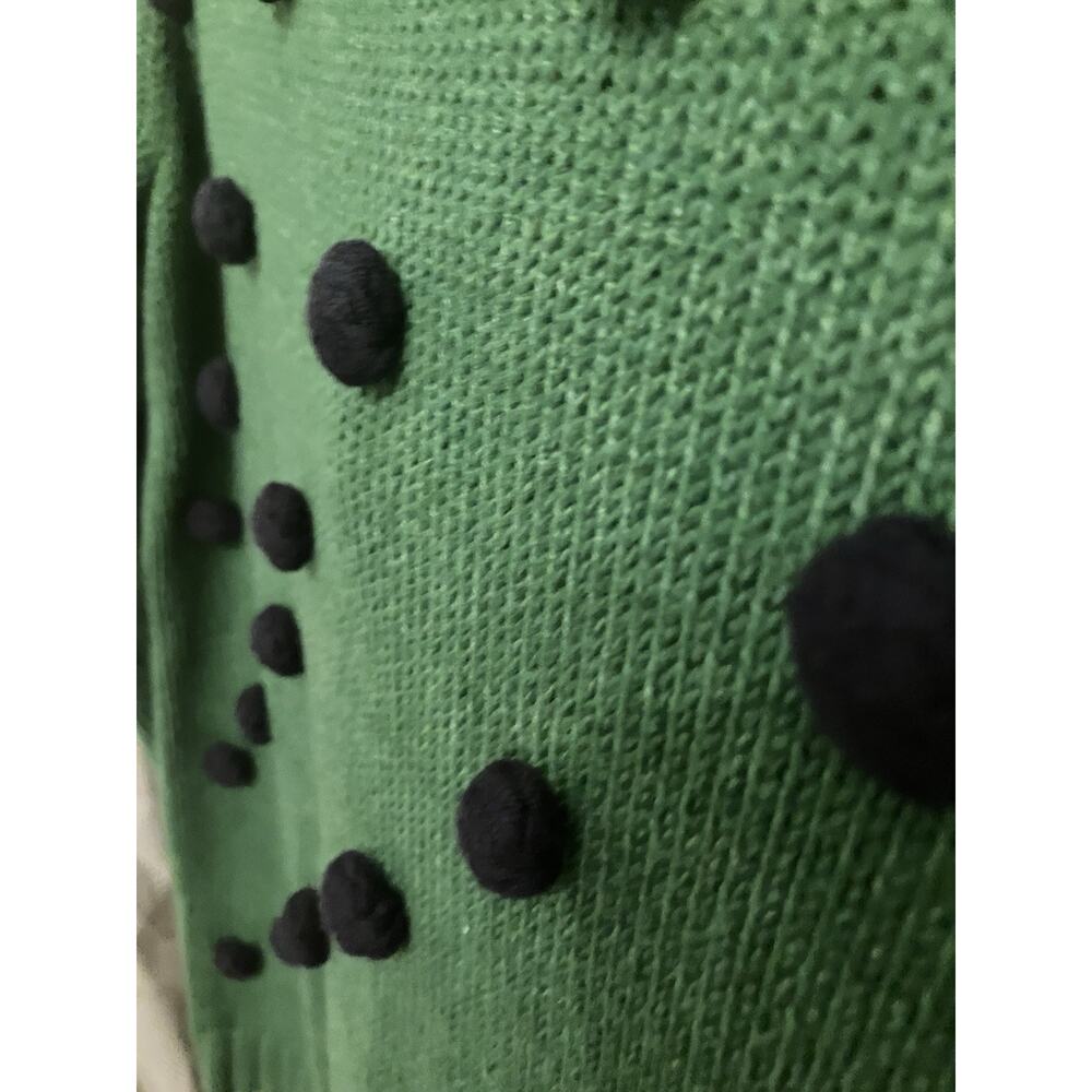 Talbots Sweater Womens Medium Petite Long Sleeve Pom Pom Green Back Zip Soft - Picture 4 of 8